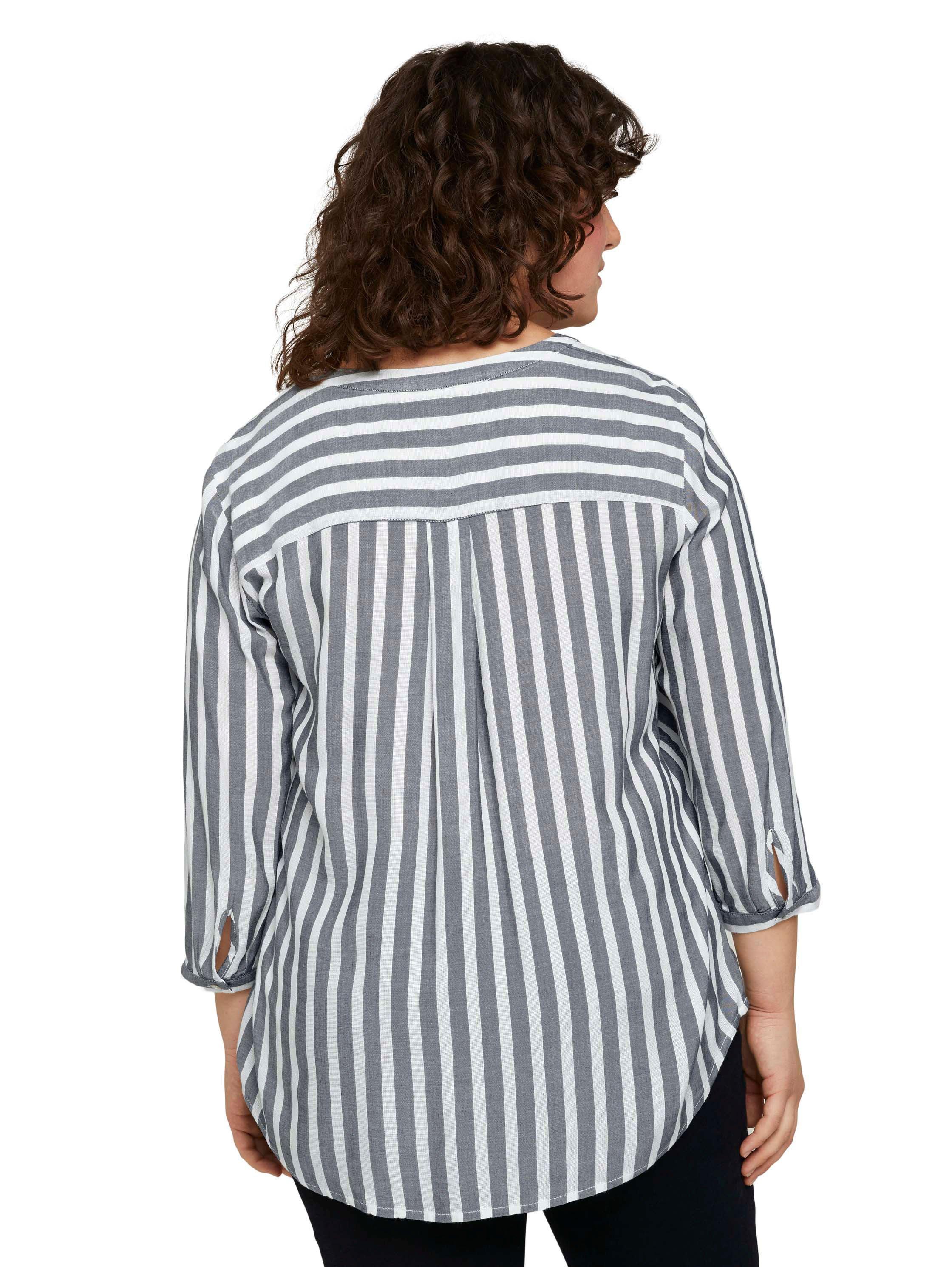 Gestreifte Tunika mit Henley-Ausschnitt