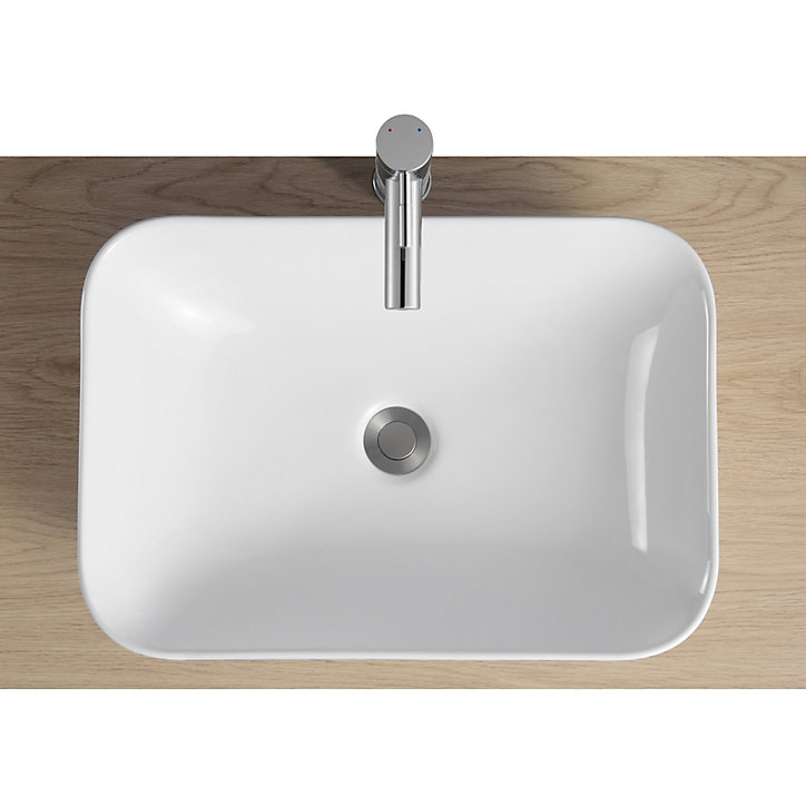 Vasque semi-encastrée rectangulaire céramique blanc Theodor