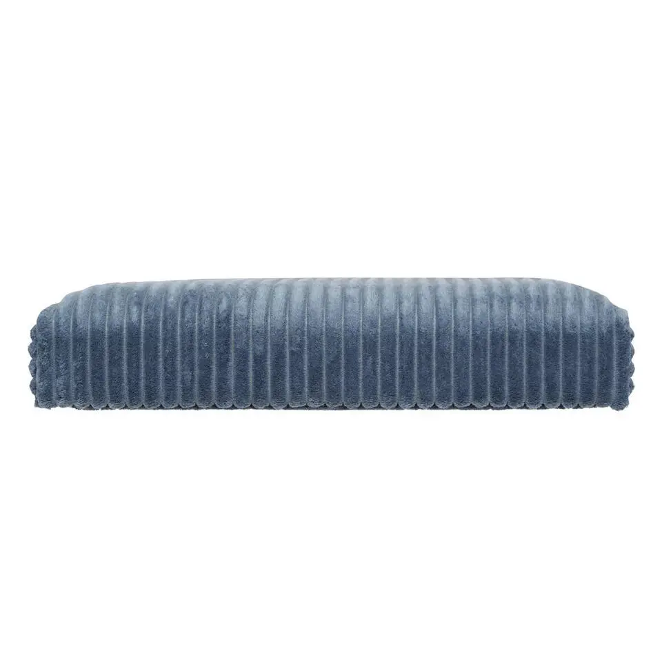 Atmosphera Hocker/poef Ribcord opvouwbaar - blauw - 76x38cm