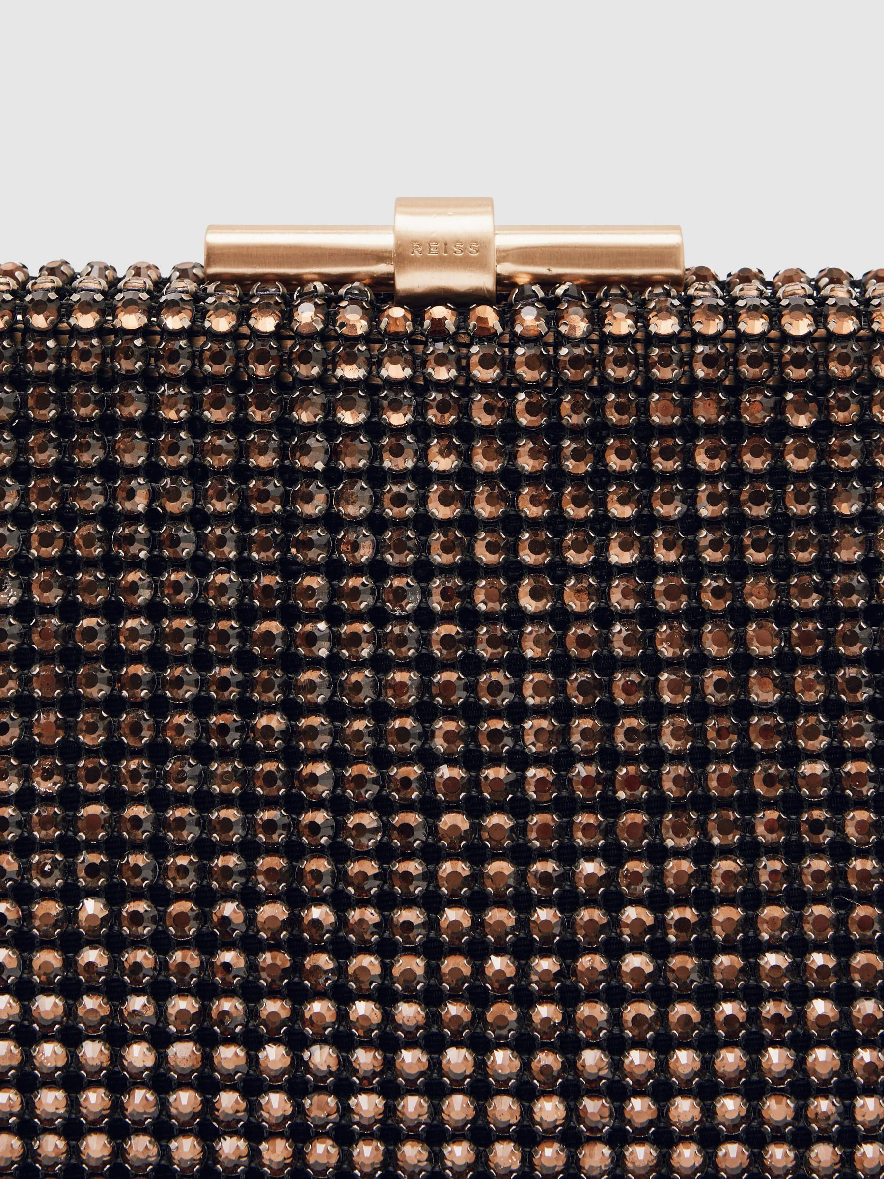 Chocoladebruin - Reiss versierde Adaline clutch