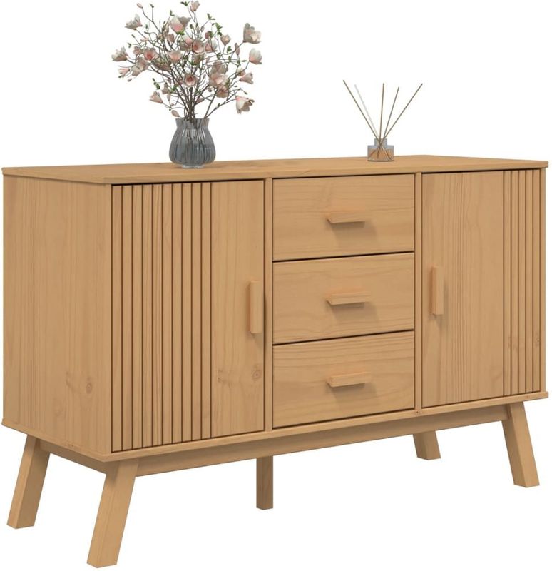 vidaXL Dressoir OLDEN - Bruin - Massief Grenenhout - Scandinavisch Design