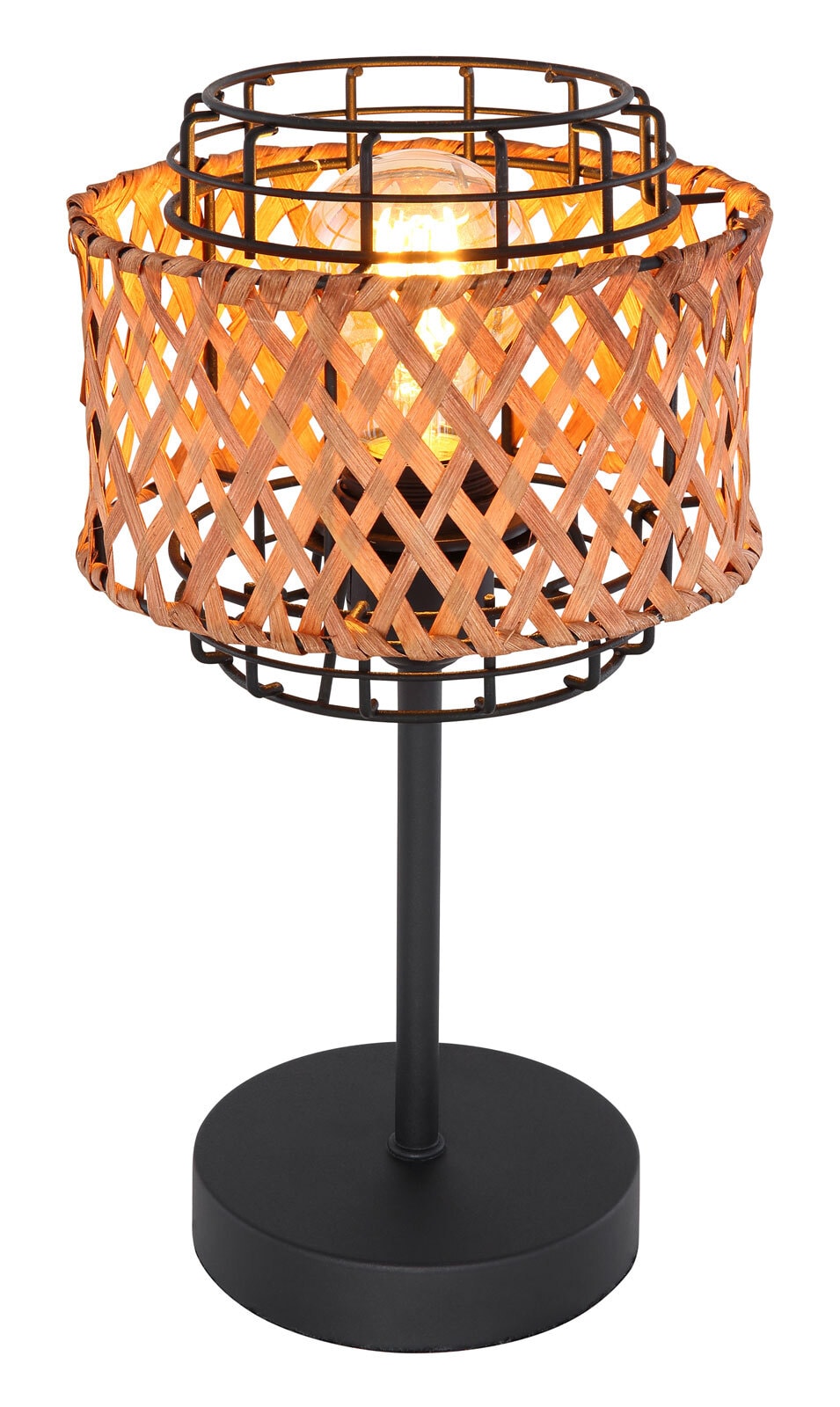 GINA Tischlampe braun, schwarz 15668T, D/H: 17 x 32 cm, Metall, Holz