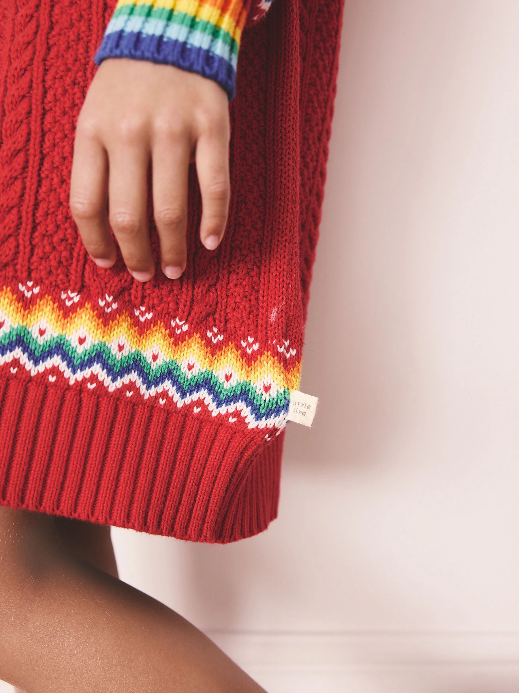 Multi - Little Bird by Jools Oliver Kinder Regenboog Fair Isle Kerstmis Familie Gebreide Jurk