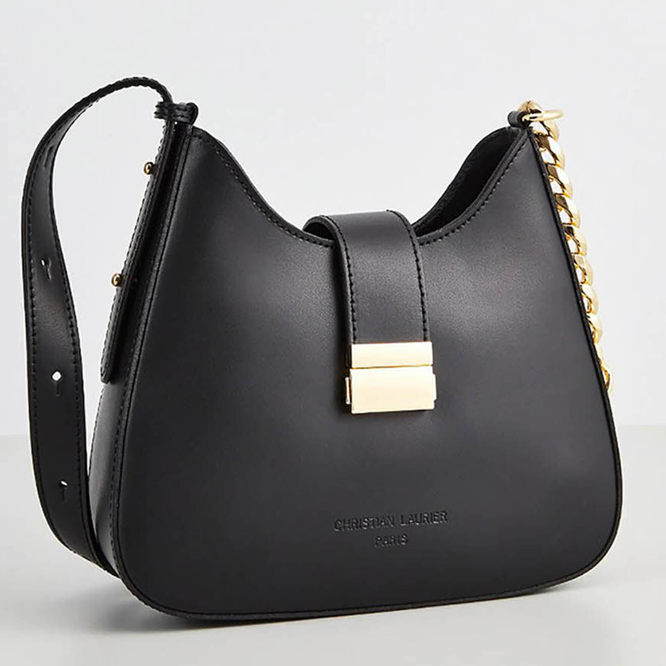 Christian Laurier Sac bandoulière en Cuir Hely noir - 24x22x6.5 cm