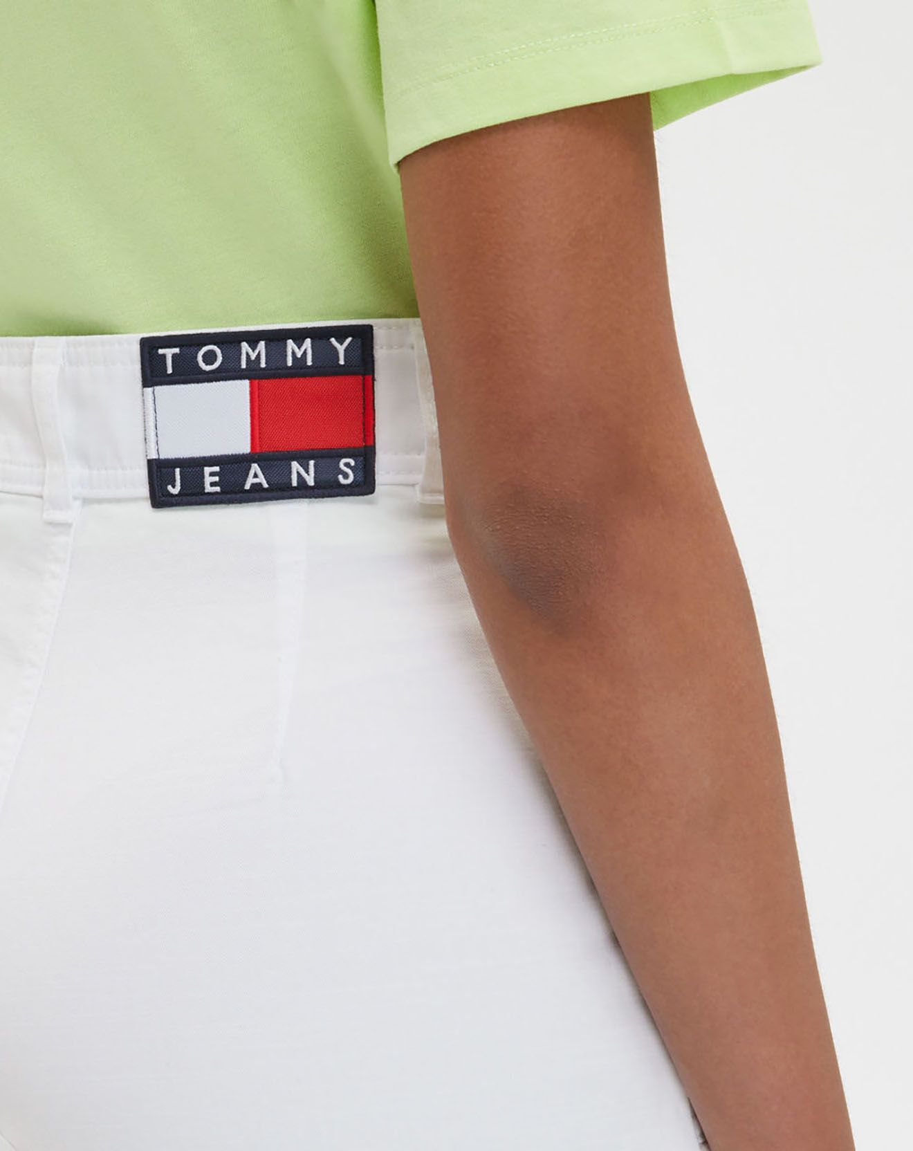 Tommy Jeans Pantalon 100% Coton Bio large 7/8 Super High Rise blanc