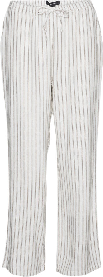 Vero Moda VMLOLA MW STRAIGHT PULL ON LINEN PA Cloud dancer/w. deco rose