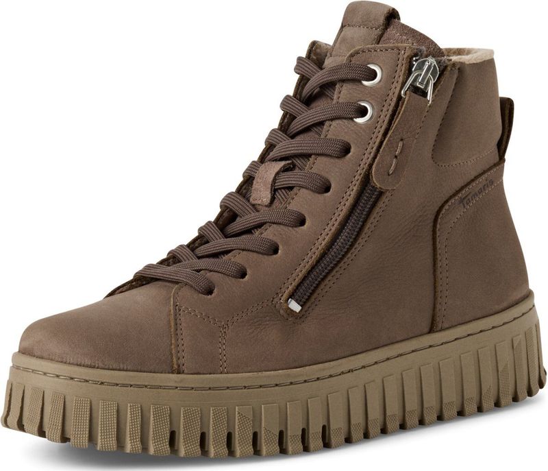 Tamaris - Flotter Schnürboot - Beige - Laarzen - Nubuckleer - Uitneembare Binnenzool