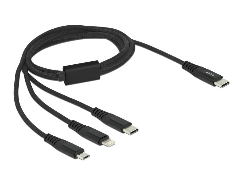 Delock USB-Ladekabel USB C - Lightning/Micro-USB B/USB C 1 Delock USB Ladekabel 3 in 1 USB Type-C zu Lightning / Micro USB / USB Type-C 1 m