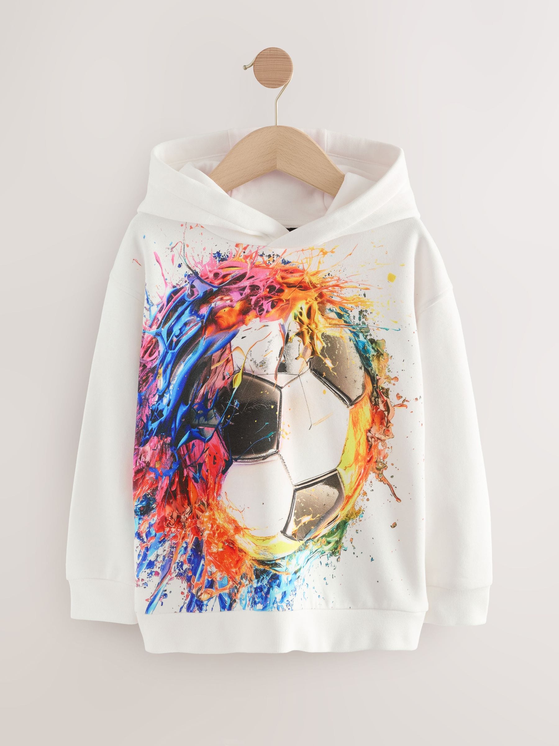 Witte voetbal - Grafische print hoodie voor oudere jongens (3-16jaar)