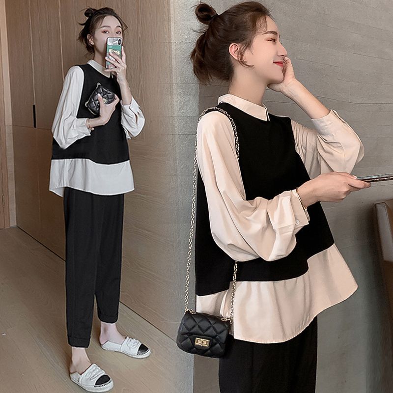 NEUF - Zwangerschapsset: nep-tweedelige blouse + buikliftlegging