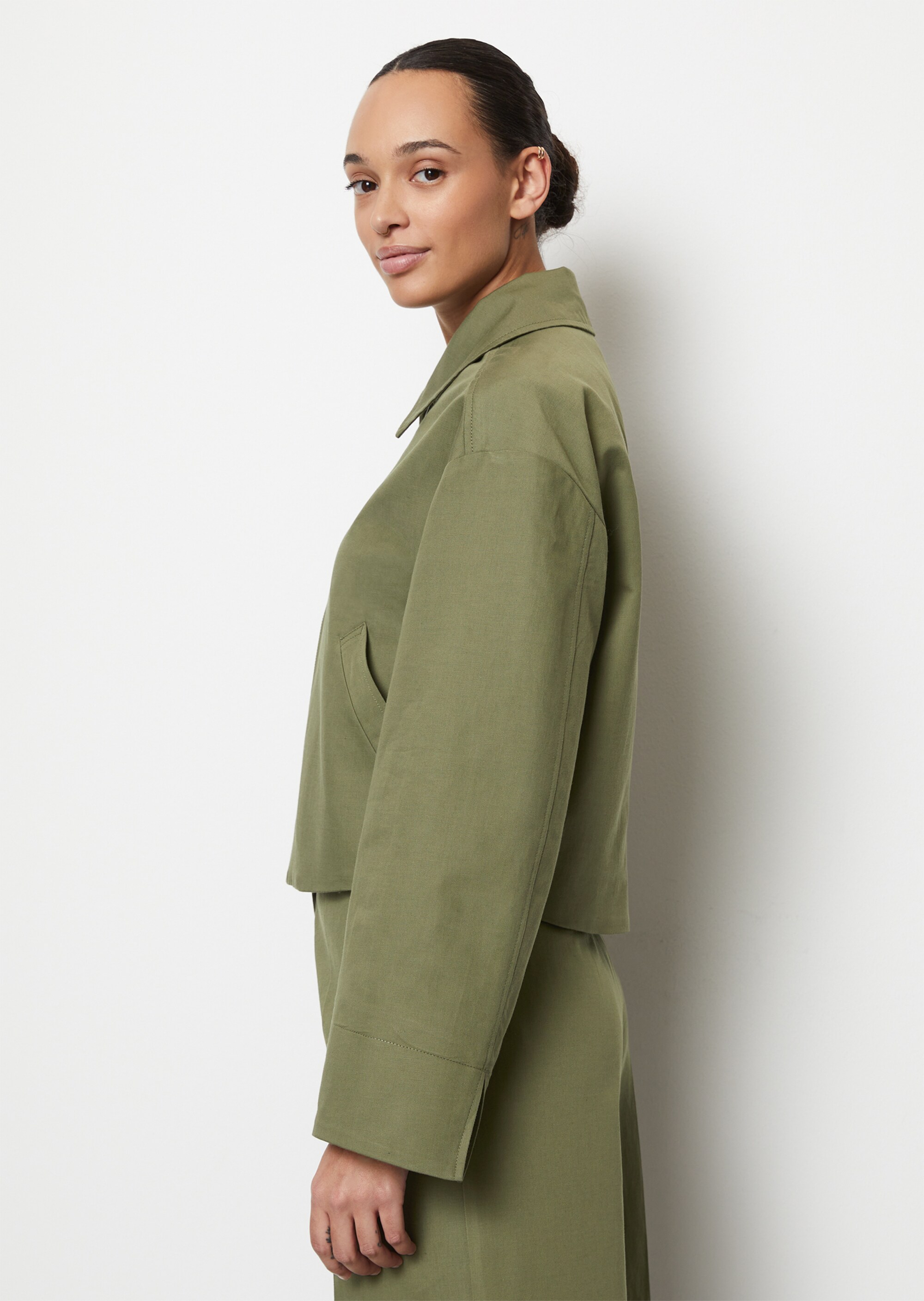 Jacke croppedaus Baumwolle-Leinen-Stretch