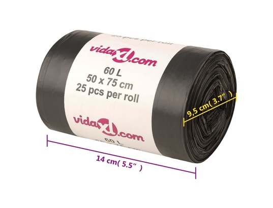 VIDAXL - Sacs poubelles 250 pcs noir 60 l