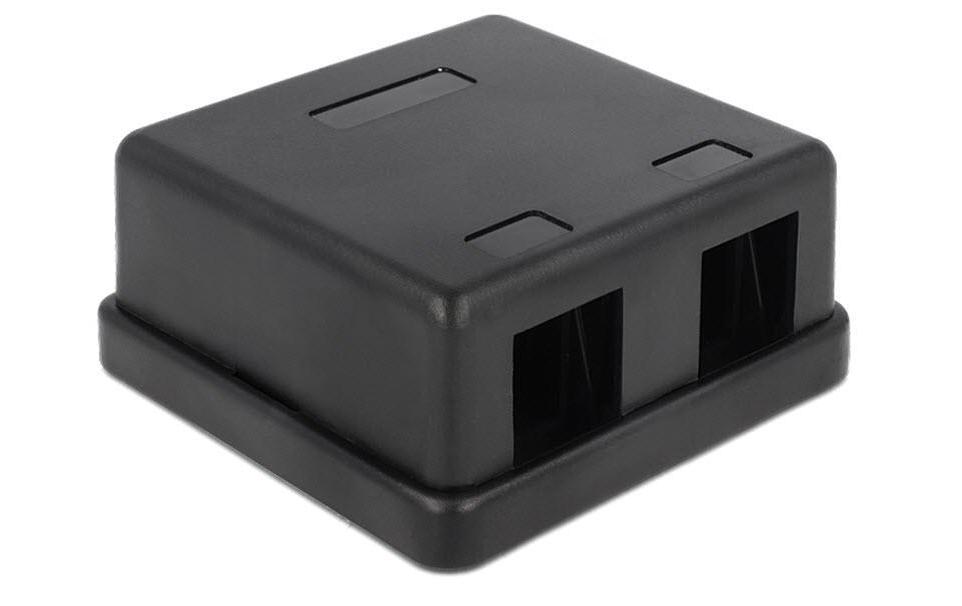 Gehäuse Keystone 2-fach, schwarzDient als Verteilerdose an der Wand oder in Gehäusen, schwarz