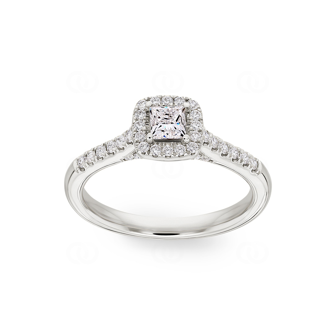 Princess Halo Diamantring 750/18 K Weissgold 0.65 ct G/si