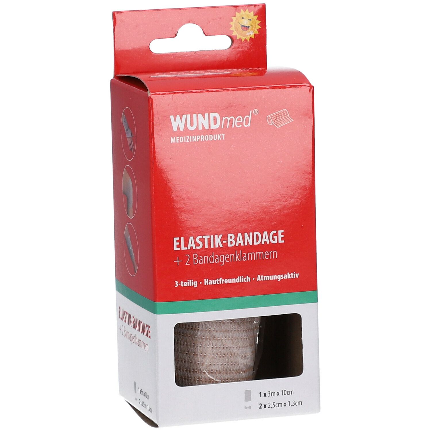 WUNDmed® Elastik-Bandage 10 cm x 3 m mit Bandageklammern