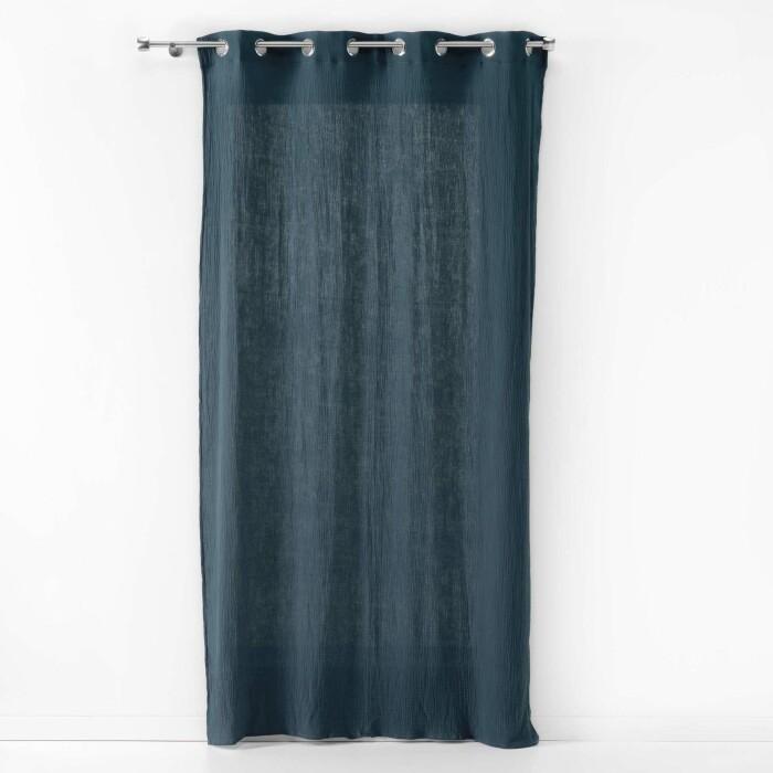 RIDEAU A OEILLETS 135X240CM GAZE DE COTON ANGELIA MARINE