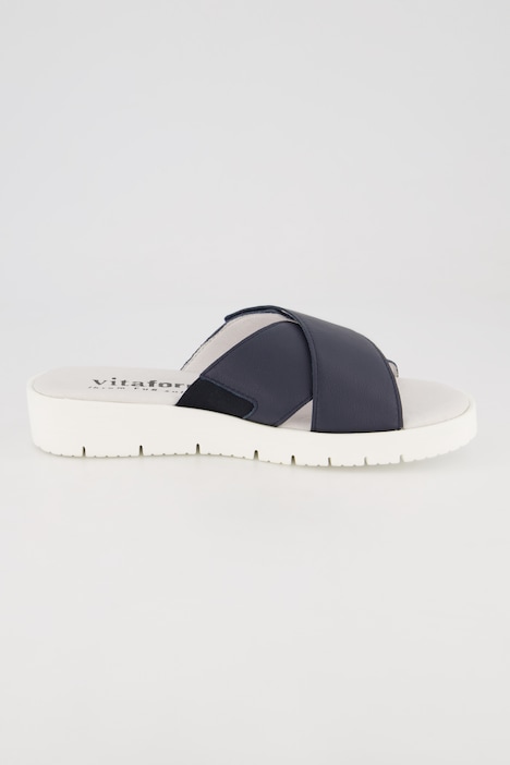 Vitaform Leder-Pantoletten, Klettriegel, Weite H