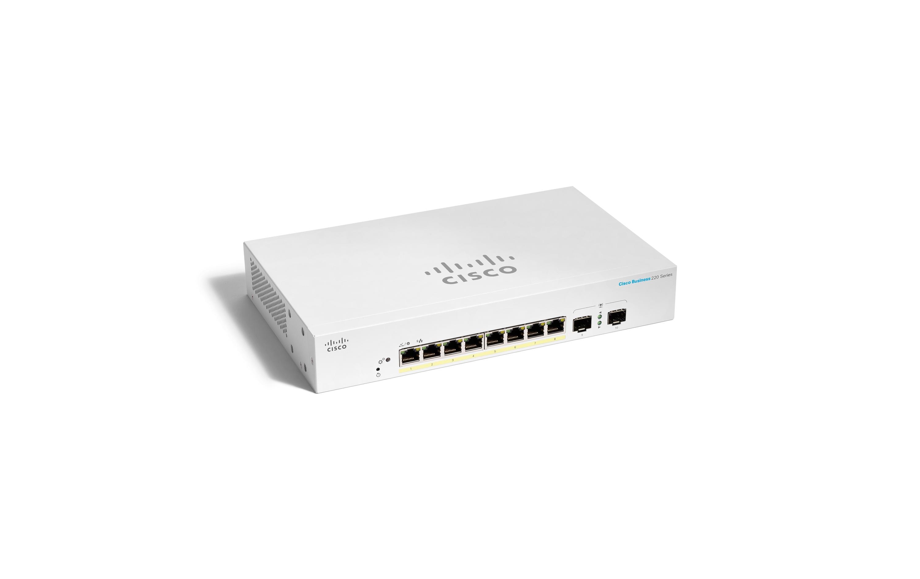 PoE+ Switch CBS220-8P-E-2G 10 Port<br>Cisco Business 220 Serie Smart Switch