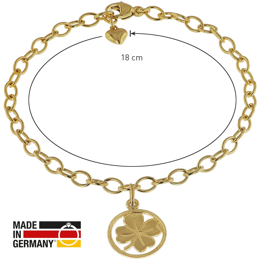 trendor Kinder-Armband mit Kleeblatt 925 Silber Goldplattiert 18 cm gold