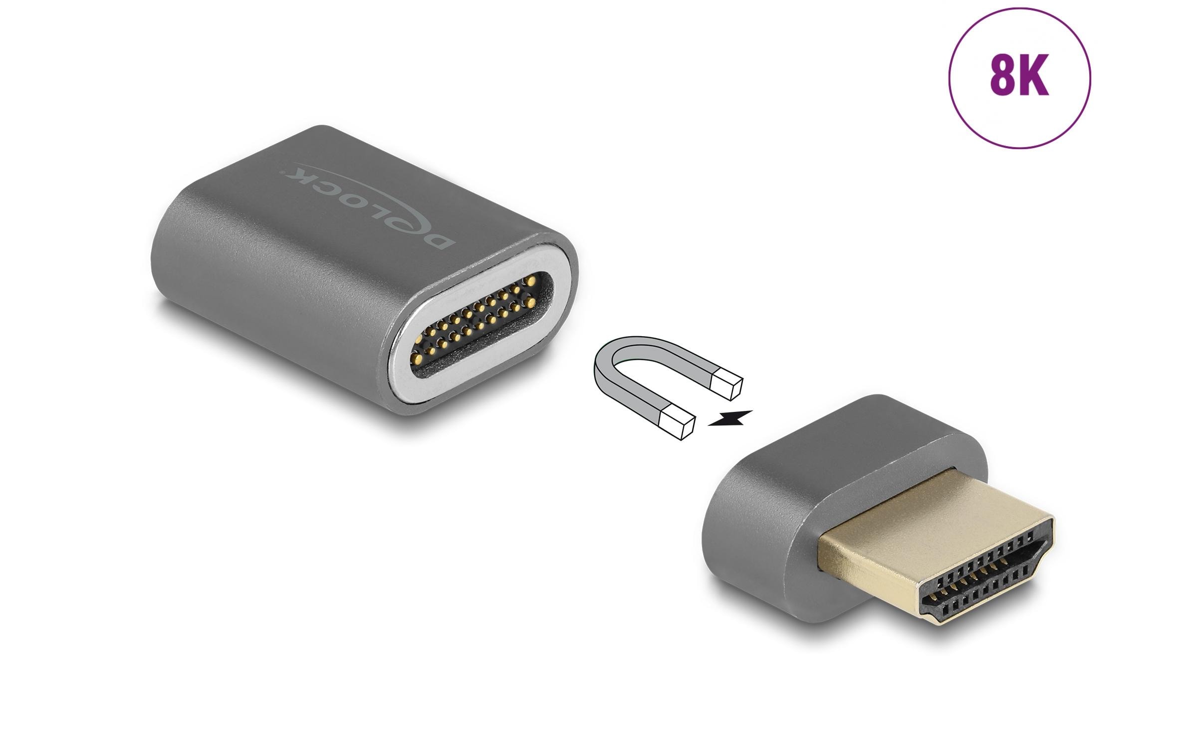 Adapter HDMI - HDMI 8K 60 Hz magnetischDelock HDMI Adapter Stecker zu Buchse 8K 60 Hz magnetisch