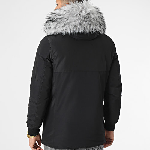 Parka Tech Premium Avec Fourrure Grise 0025 Noir