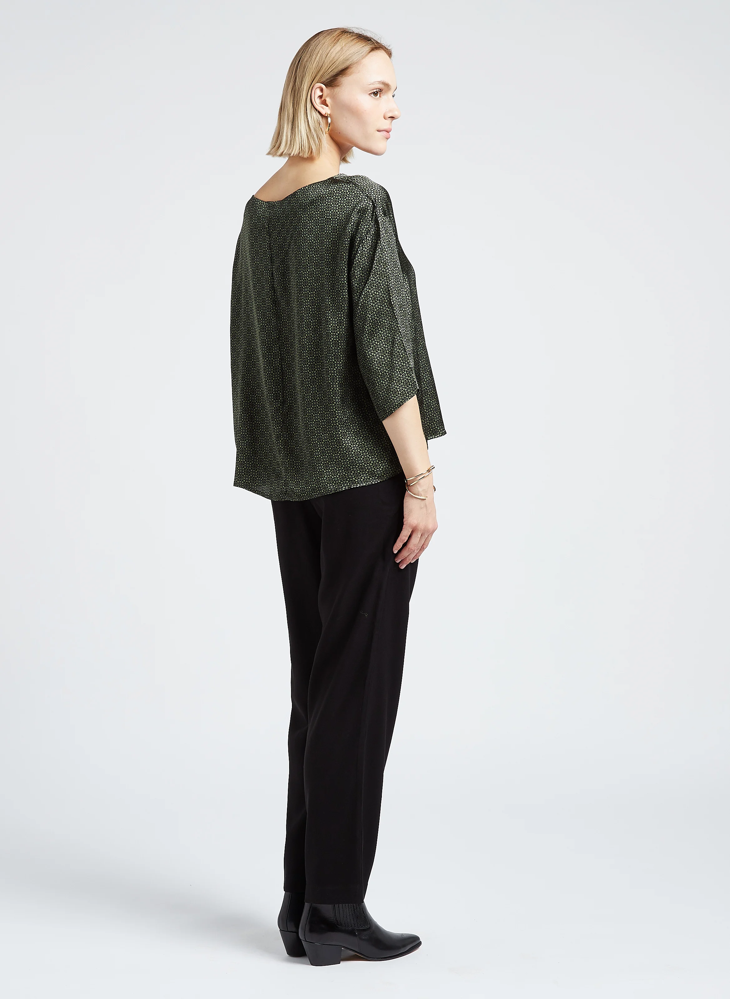 LOLLY - Blouse col rond imprimée | Vert
