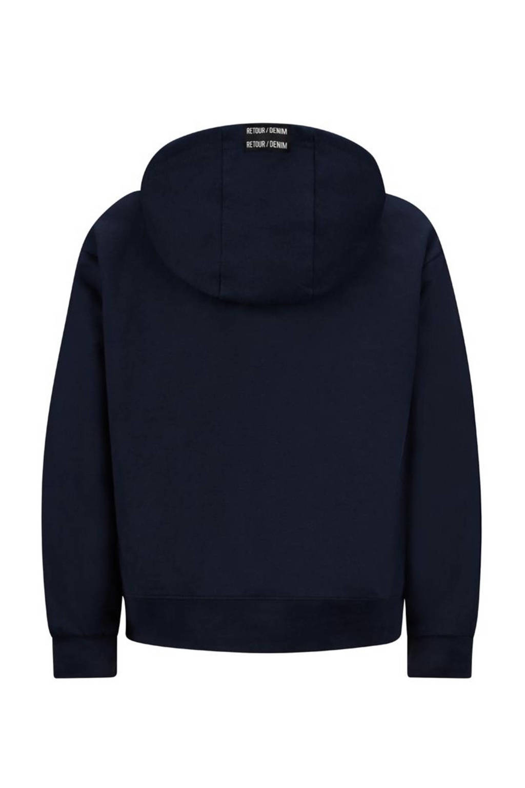 Retour Jeans sweatvest Jarno met printopdruk donkerblauw