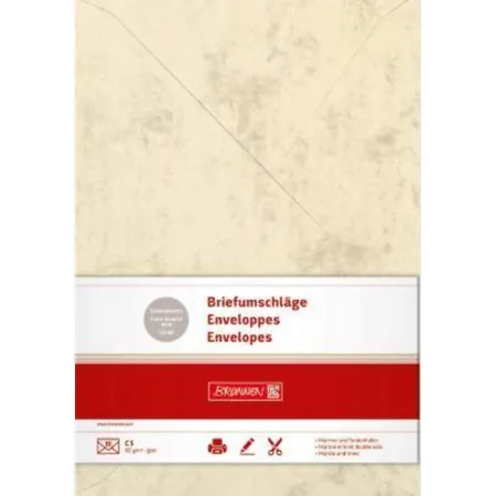 BRUNNEN Briefumschlag Universalpapier Marmor C5 chamois, 10 Stück