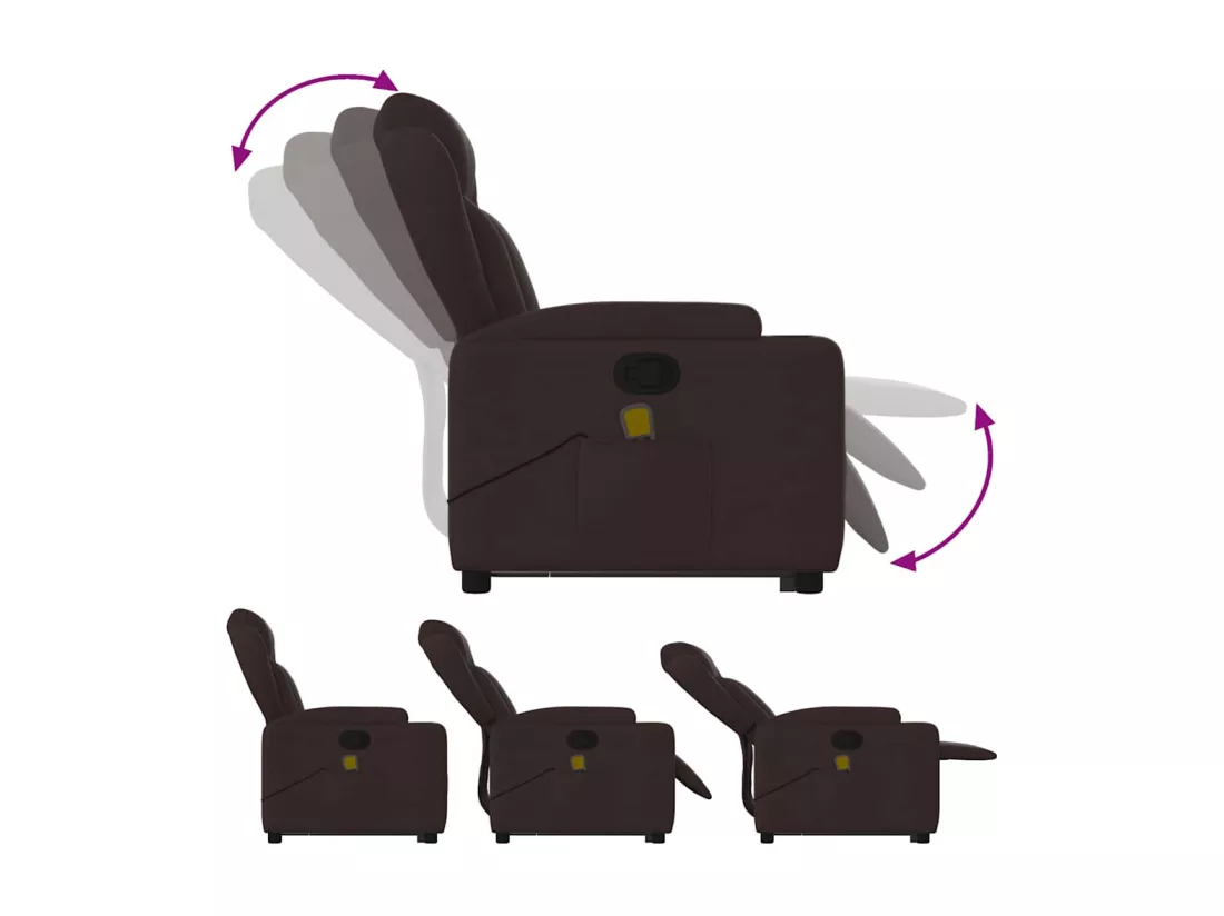 Fauteuil inclinable massant Marron foncé Tissu