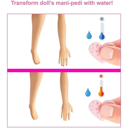 Barbie Mani-Pedi Puppe (blond) Spielset, Anziehpuppe, Nagelstudio mit Zubehör