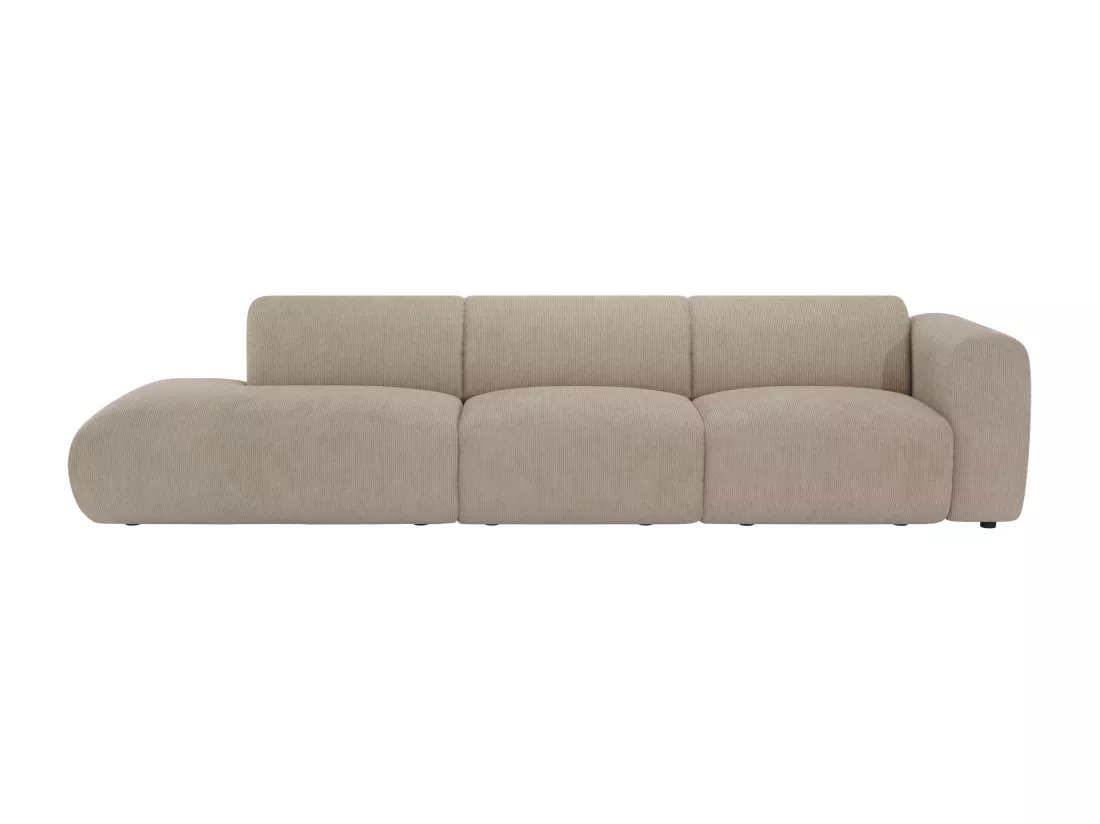 Grand canapé 5 places accoudoir droit en tissu texturé beige POGNI de Maison Céphy