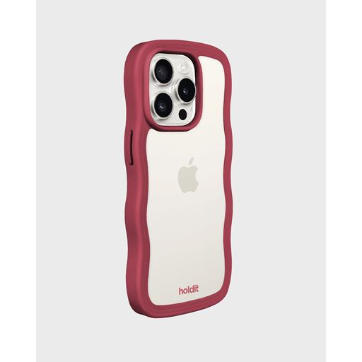 holdit Iphone 15 Pro Transparent Wavy Cover, Red Velvet/Transparent
