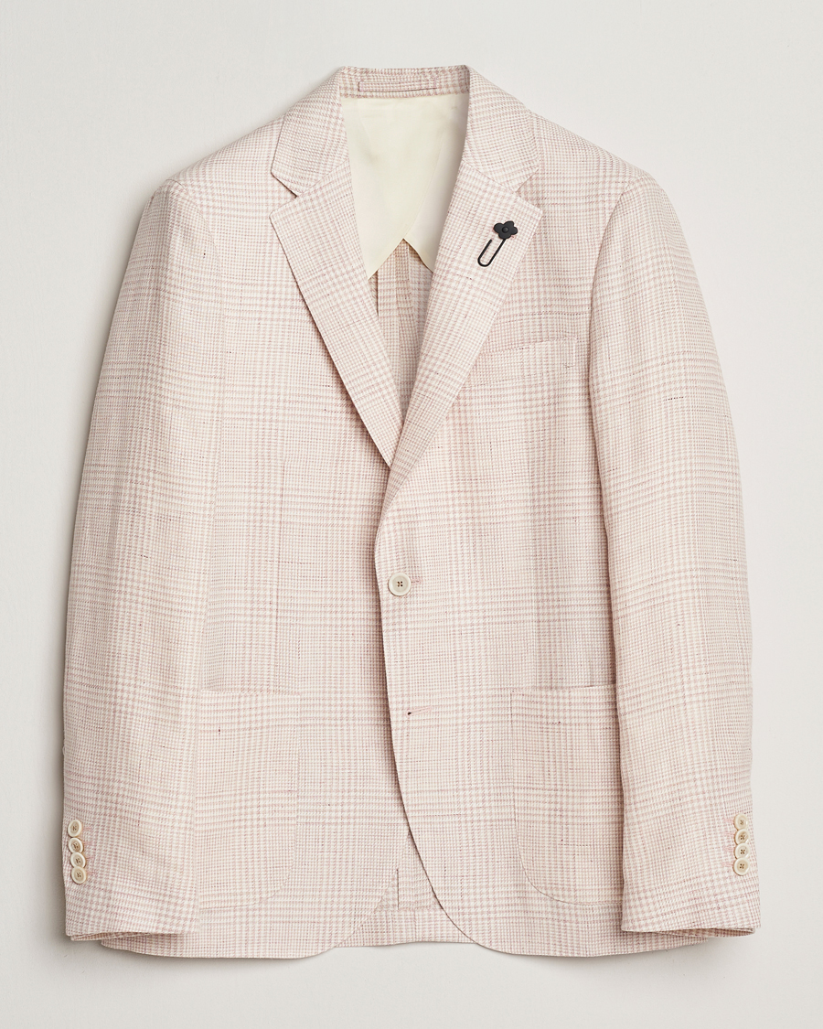 Lardini Linen/Wool Glencheck Blazer Pink