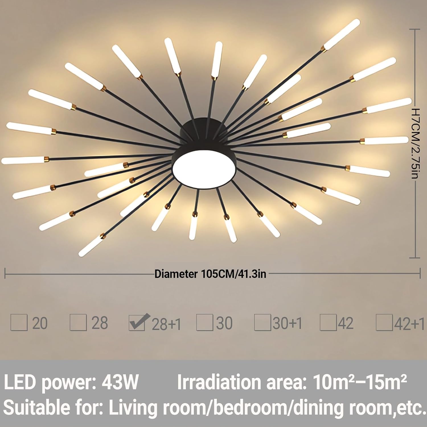 Moderne LED Deckenleuchte Metall Acryl LED Lampen Eingebaute dimmbare Deckenlampe Kreative Spirale Blumenform Design Deckenbeleuchtung Acryl Deckenleuchte Farbwechselbar (Schwarz, 28+1)
