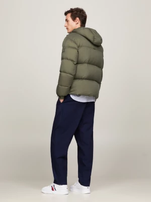 Jaqueta puffer com capuz tingida em peça, estilo Nova York