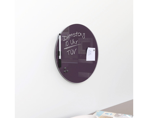 Glazen magneetbord, violet, Ø 30cm