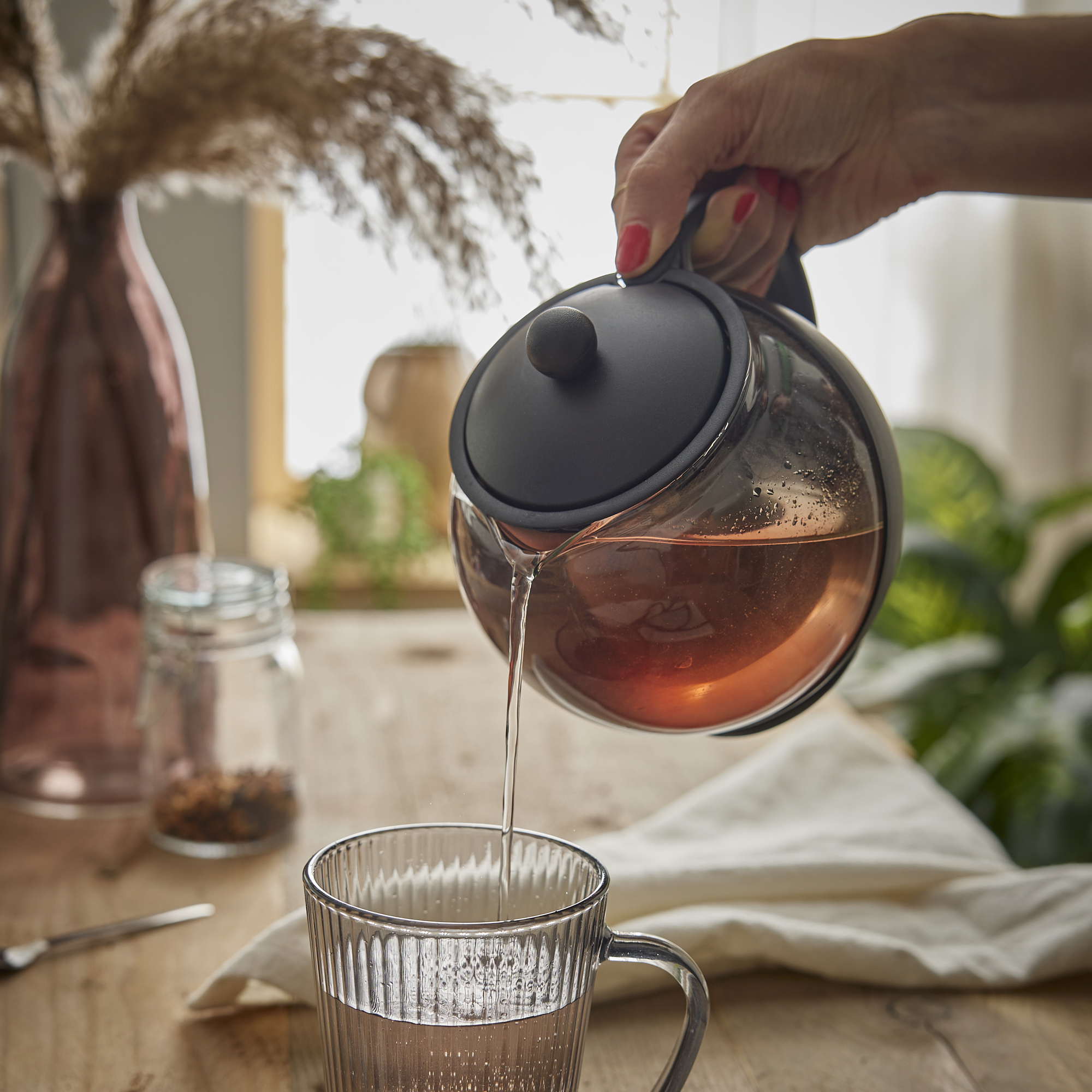 Teekanne mit Filter, schwarz, 1250 ml