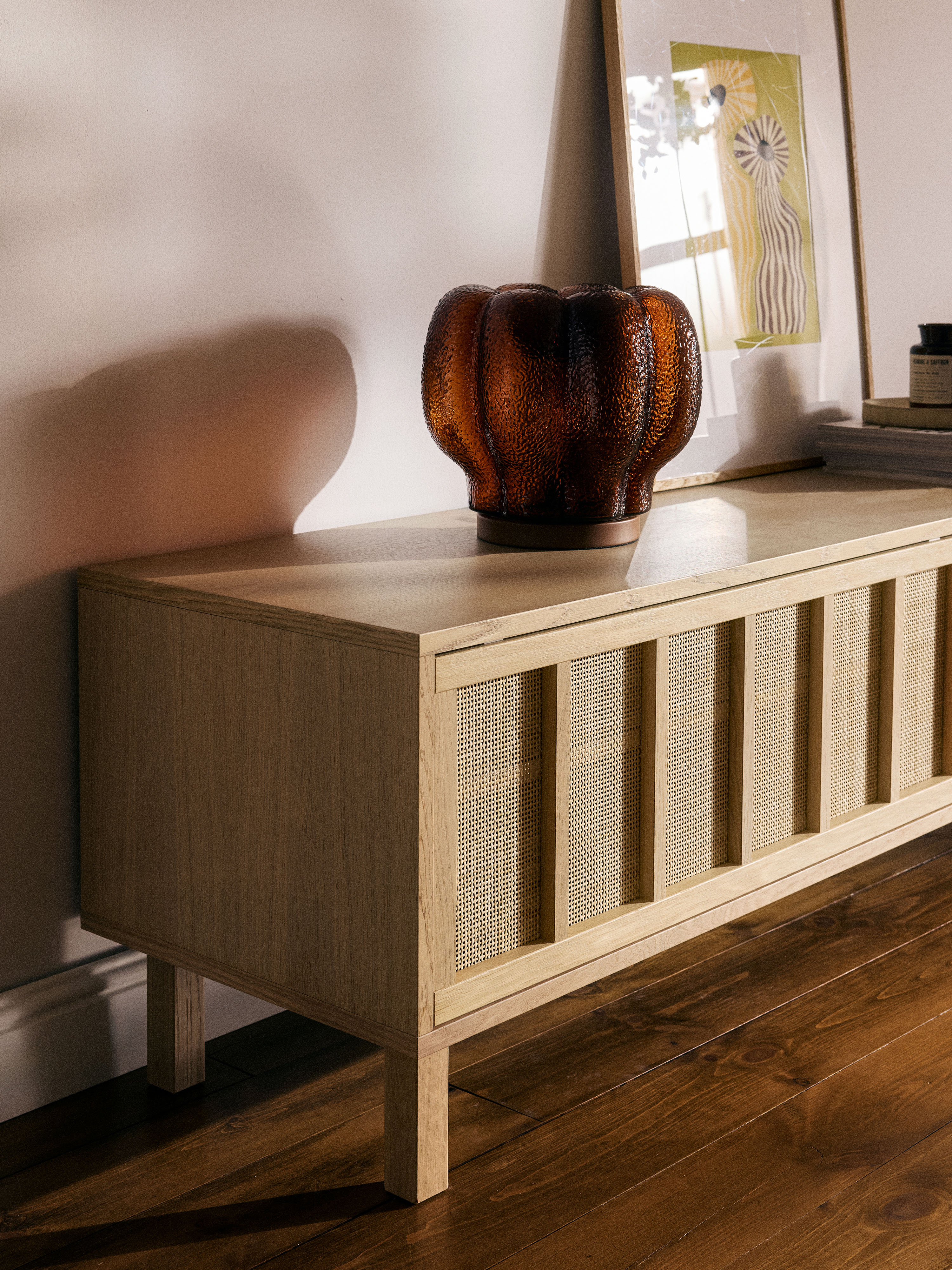 Tv-meubel Echo met rotan voorzijde