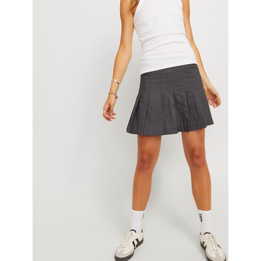 JJXX Ellis Plisse Nederdel, Dark Grey Melange, M