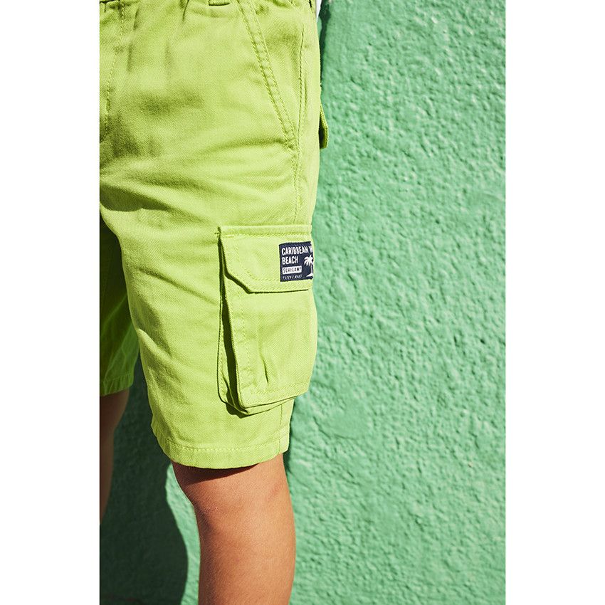 Bermuda style cargo en twill uni pour garçon - Vert