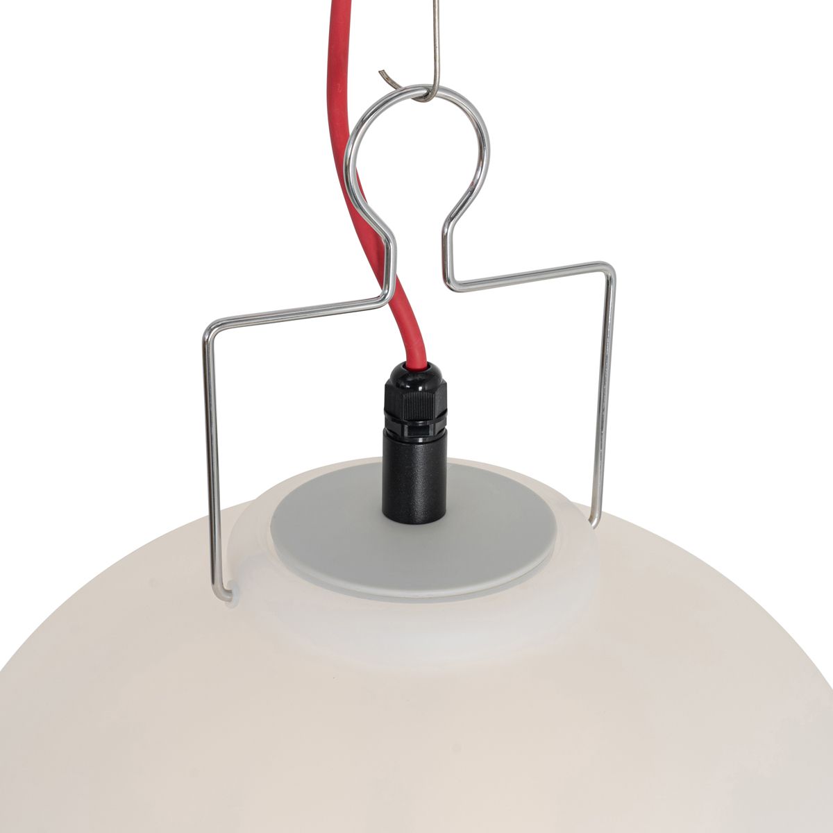 Buiten hanglamp wit 35 cm met rode stekker IP44 - Pion