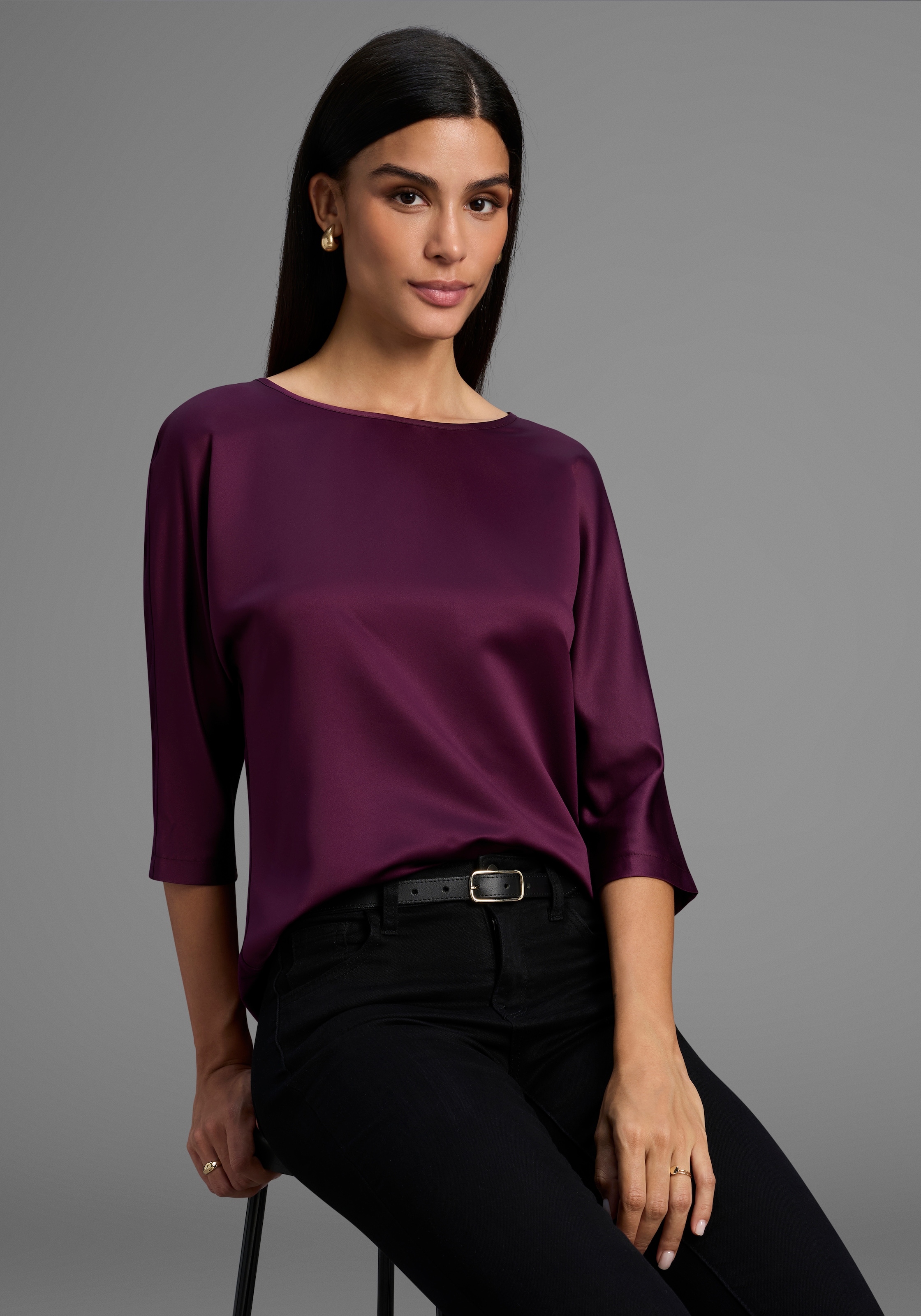 Laura Scott Satinbluse , elegante Bluse mit weiten Ärmeln - NEUE KOLLEKTION