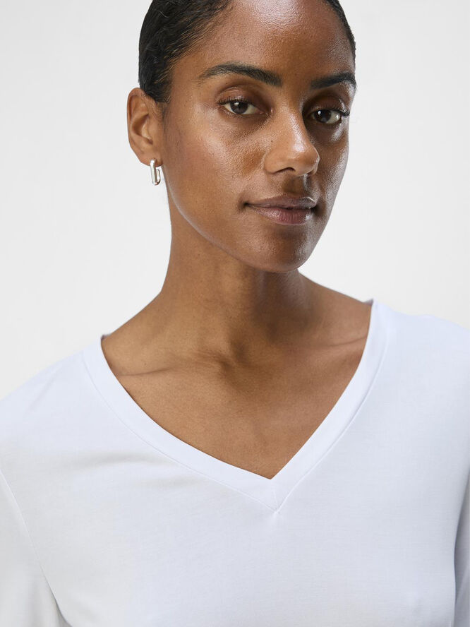 Object OBJANNIE RE L/S V-NECK TOP NOOS White
