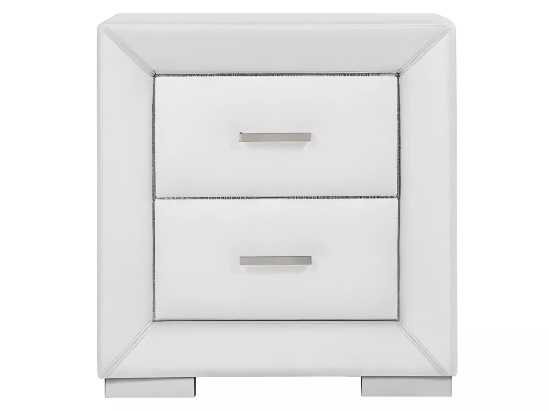 Lot de 2 tables de chevet - 2 tiroirs - Simili blanc - CAPITOLE