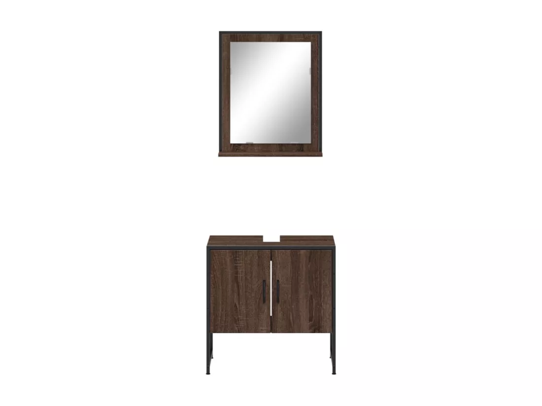 Ensemble d'armoires de salle de bain 2 pcs chêne marron