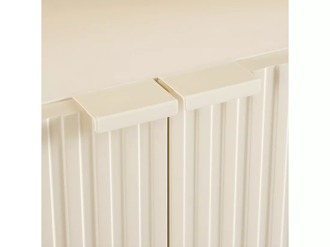 Molly - Bibliothèque 4 niches, 2 portes en bois et métal H200cm - Crème