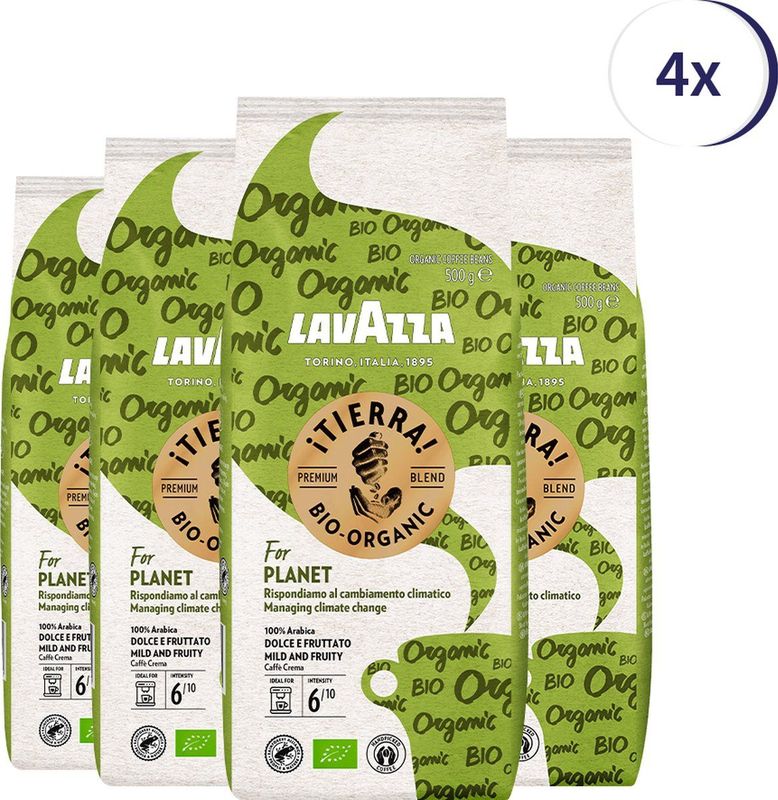 Lavazza Tierra for Planet biologische koffiebonen - NL-BIO-01 - 500 gram x4