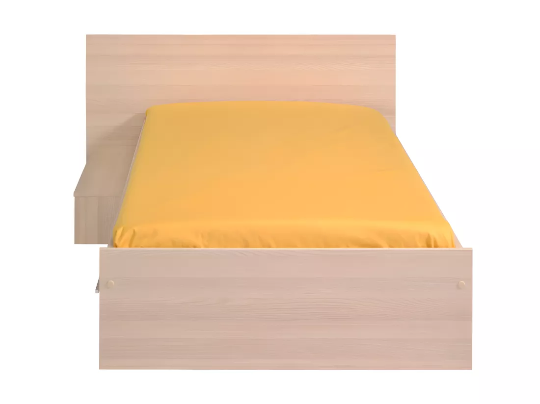 Lit enfant 90 x 190 cm avec 1 tiroir - Coloris : Naturel et blanc + Sommier - IPLIA
