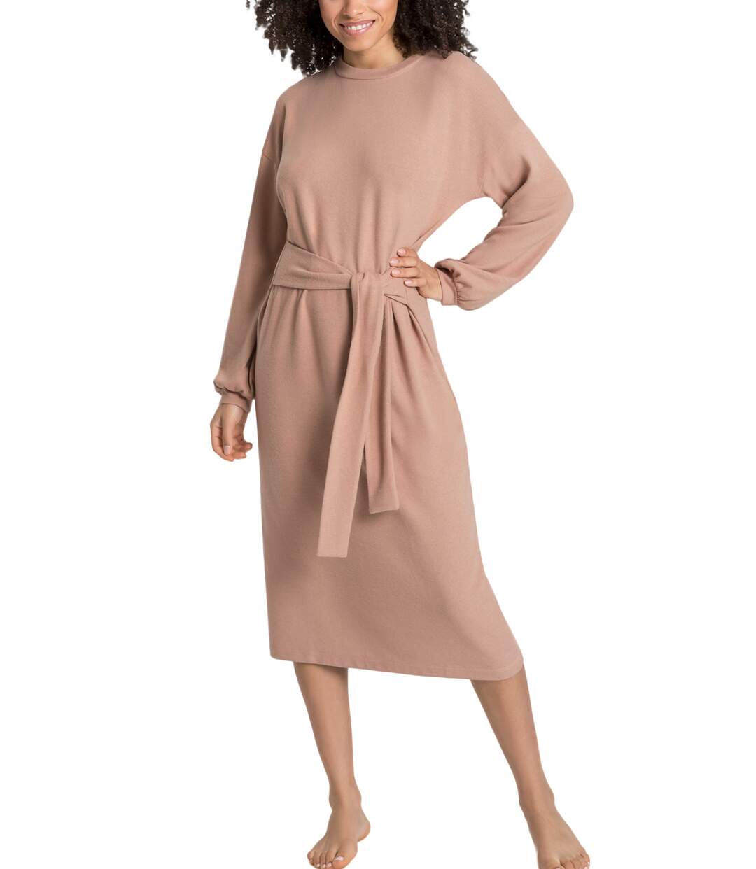 Robe mi-longue d'intérieur manches longues Strick Lascana