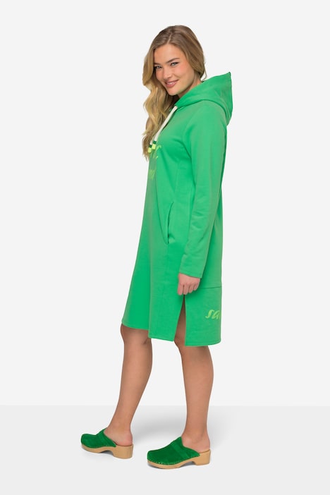 Sweatkleid, Kapuze, Schriftzug, mit recyceltem Polyester